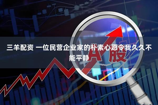 三羊配资 一位民营企业家的朴素心愿令我久久不能平静